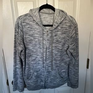 NY&C Velour Hoodie Track Sweatsuit Jacket Women’s Sz L Gray Full Zip